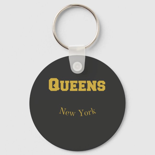 Queens New York Gold  Key Ring (Front)