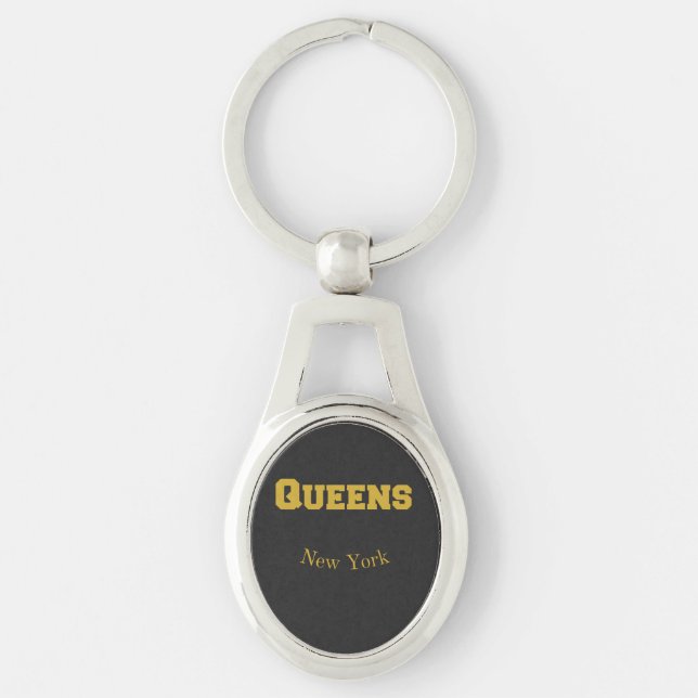 Queens New York Gold  Keychain (Front)