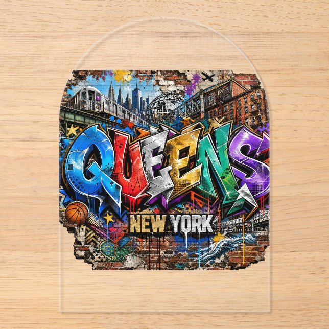 Queens New York Graffiti Wall Art Acrylic Invitations (Front)