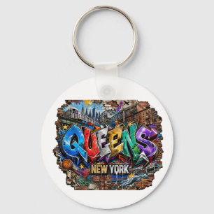 Queens New York Graffiti Wall Art Key Ring