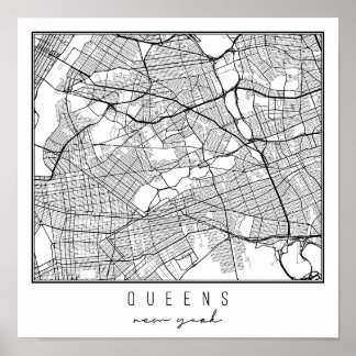 Queens New York Street Map Poster