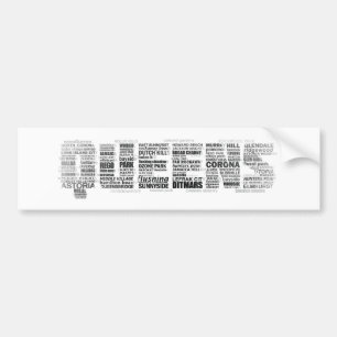 Queens New York Typography Bumper Sticker