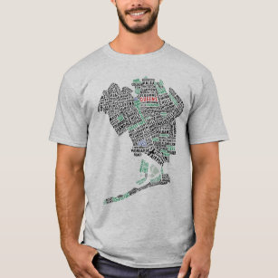 Queens New York Typography Map T-Shirt