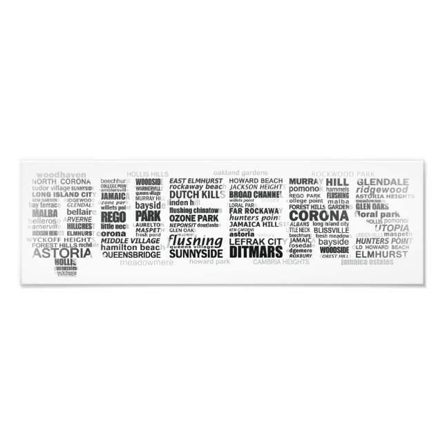 Queens New York Typography Poster (Front)
