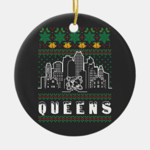 Queens New York Ugly Christmas Ceramic Ornament