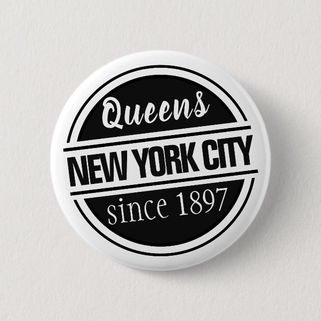 Queens NYC 1897 6 Cm Round Badge (Front)