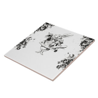 Queen's Rabbit - Vintage Alice Swirls Collection Ceramic Tile