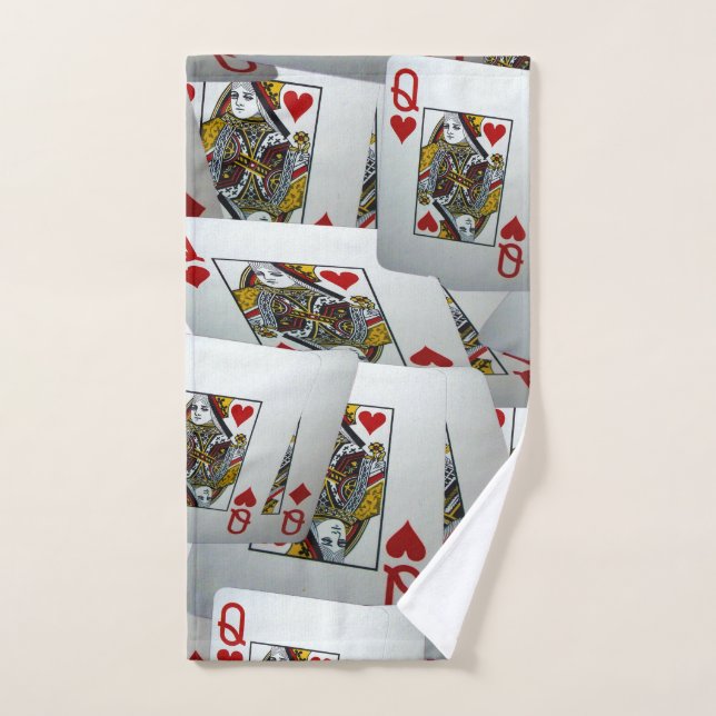 Queens Scattered Poker Cards, Hand Towel (Hand Towel)