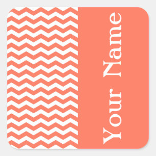 Queensaland Coral Wave Chevron with name Square Sticker