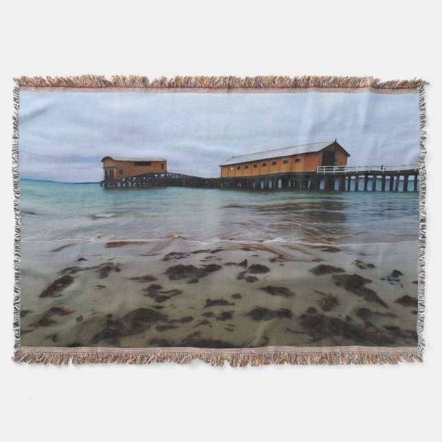 Queenscliff Dreaming Cotton Throw Blanket (Front)