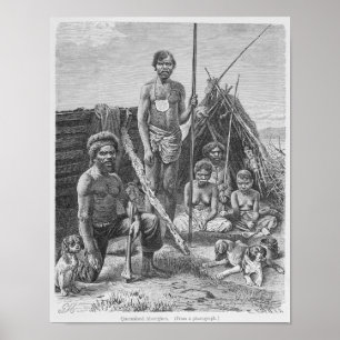 Queensland aborigines engraved from a photograph poster