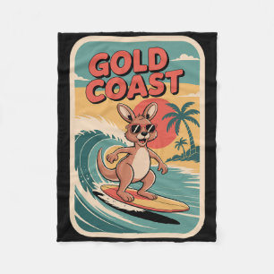 Queensland Beach Vibes Retro Sunset And Fun Surfin Fleece Blanket