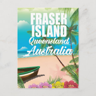 Queensland Fraser Island travel poster Postcard