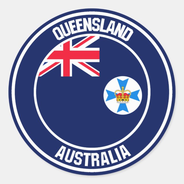 Queensland Round Emblem Classic Round Sticker (Front)