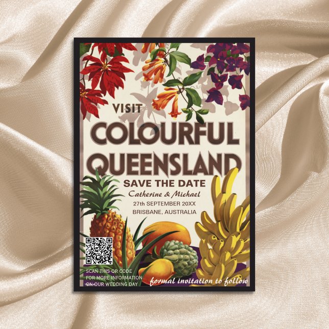 Queensland Wedding Travel Poster Style QR Code  Save The Date (Creator Uploaded)