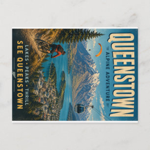 Queenstown Alpine Adventure Digital Art Print Holiday Postcard