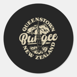 Queenstown Bungee Jump New Zealand Bungee Extreme Classic Round Sticker