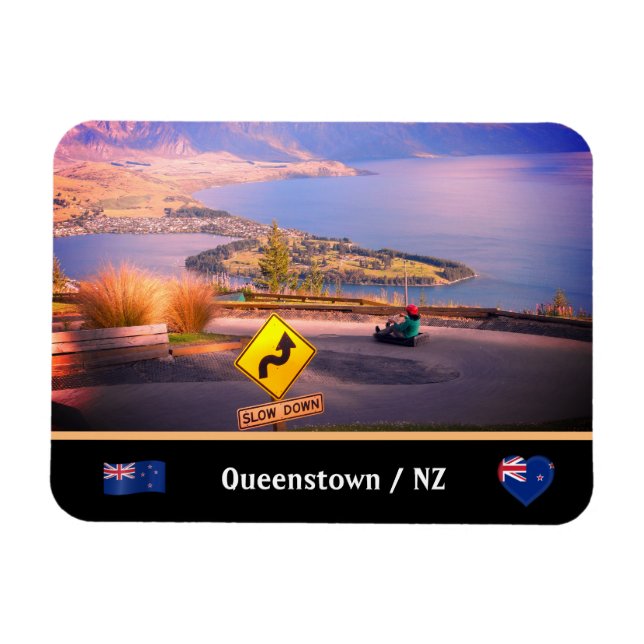 Queenstown, Luge & Slow Down / New Zealand Magnet (Horizontal)