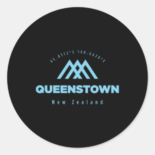 Queenstown Mountain Vacation Skiing New Zealand Classic Round Sticker