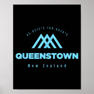 Queenstown mountain vacation skiing new zealand  poster