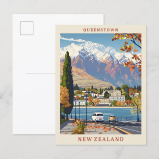 Queenstown New Zealand Elegant Vintage Travel Postcard