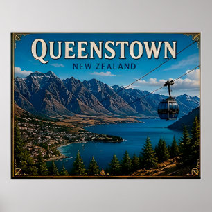 🧲 Queenstown New Zealand Travel Keepsake For Trip Poster