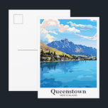 Queenstown New Zealand Vintage Travel Illustration Postcard<br><div class="desc">Queenstown New Zealand Art Vintage Travel Portrait Painting Illustration</div>