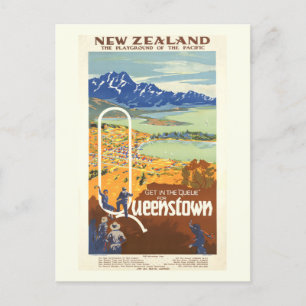 Queenstown, New Zealand Vintage Travel Postcard