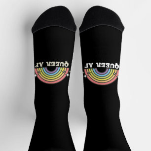 Queer AF Rainbow Gay Lesbian Trans Bisexual LGBTQ  Socks