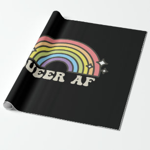 Queer AF Rainbow Gay Lesbian Trans Bisexual LGBTQ  Wrapping Paper