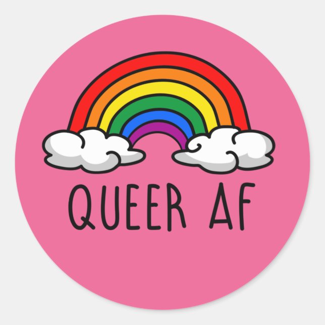 QUEER AF T-Shirt Classic Round Sticker (Front)