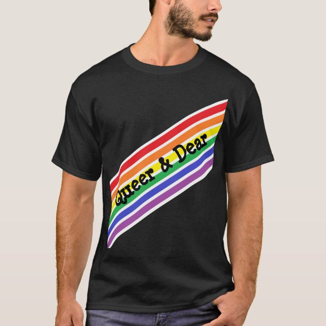 Queer and Dear Diagonal Rainbow Shirt (Front)