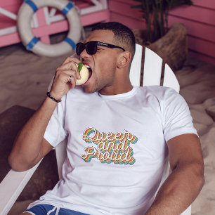 QUEER AND PROUD RAINBOW FLAG RETRO AESTHETICS '70 T-Shirt