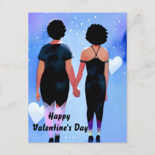 Queer Black women couple in love Valentine's Day Postcard