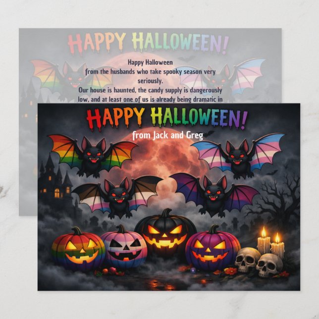 🎃🌈 Queer & Creepy Halloween card (Front/Back)