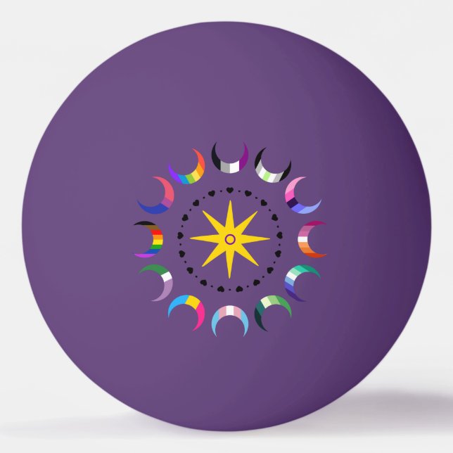 Queer Crescent Pride Moons Ping Pong Ball (Front)