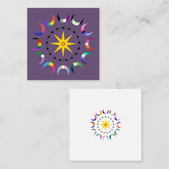 Queer Crescent Pride Moons   Square Business Card (Front/Back)