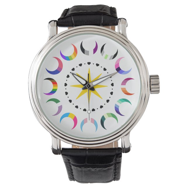 Queer Crescent Pride Moons Watch (Front)