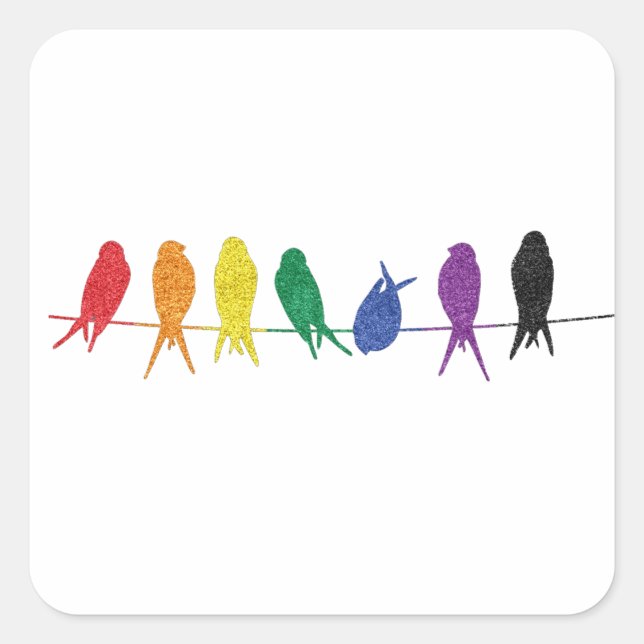 Queer flock- LGBTQ pride month rainbow flag flock  Square Sticker (Front)