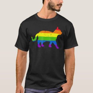 Queer Gay Pride Rainbow Flag Cat  Cat Owner LGBTQ T-Shirt