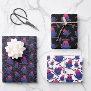 Queer Ghosts, Ghost in Bisexual Flag Colours Wrapping Paper Sheet