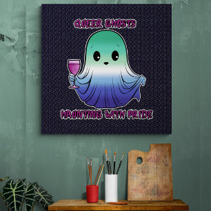 Queer Ghosts, Ghost in Gay Flag Colours Poster