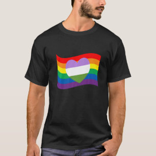 Queer Heart Lgbtq Gay Rights Proud Pride Rainbow T-Shirt
