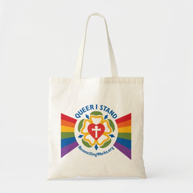 "Queer I Stand" tote bag (Front)
