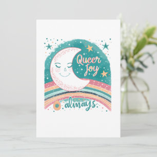 Queer Joy Always LGBTQ Pride Rainbow Moon Cute Invitation