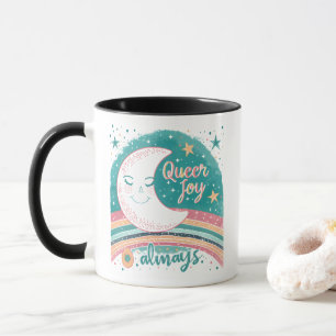 Queer Joy Always LGBTQ Pride Rainbow Moon Cute  Mug