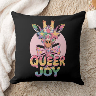 Queer Joy Giraffe – Rainbow Pride Star Glasses Cushion