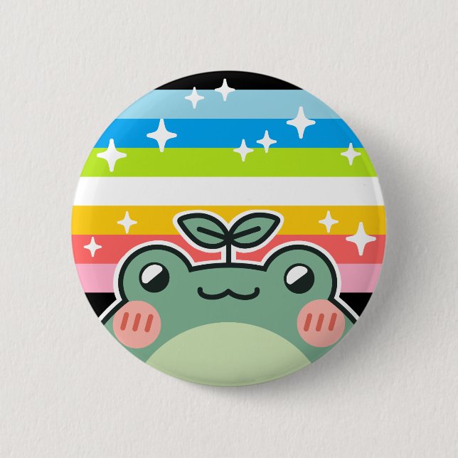Queer LGBT Pride Flag Frog 6 Cm Round Badge (Front)
