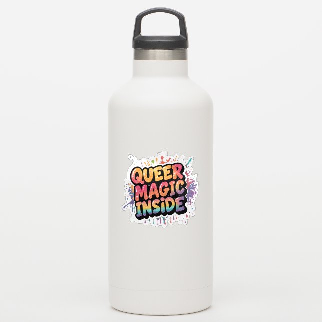 Queer Magic Inside  LGBTQ Pride Quote Design (Waterbottle)