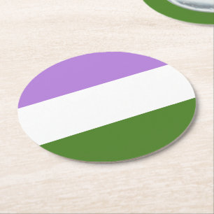 Queer Pride Flag Round Paper Coaster